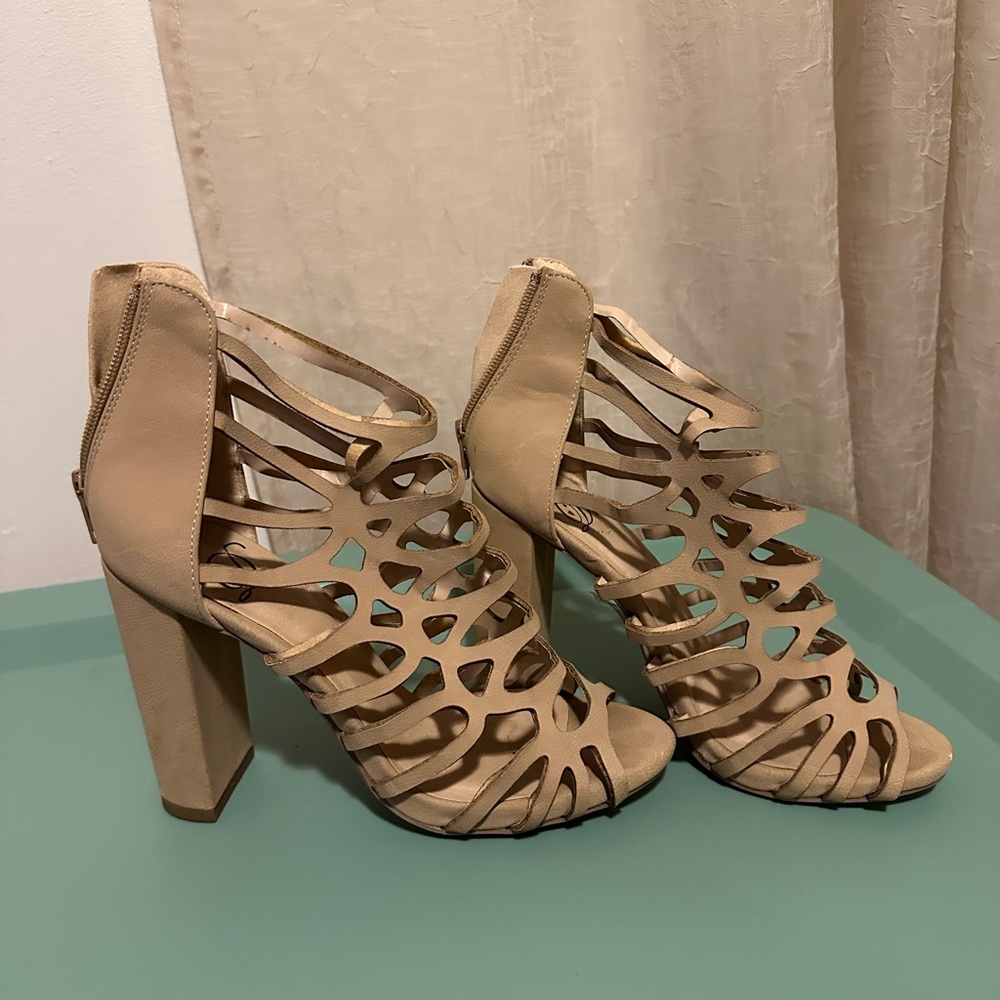 Tan Cutout Heels